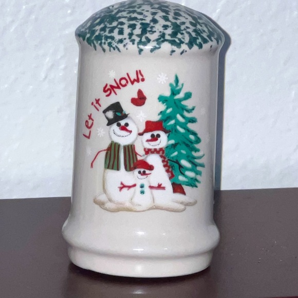 Vintage Atico Intl Let It Snow Christmas Stoneware Shaker 1998 Tableware Holiday - Picture 5 of 5